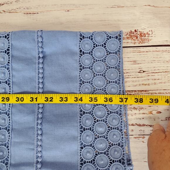 Talbots Sleeveless Linen Blend Tank Dress 4 Periwinkle Blue Crochet Lace Coastal - Picture 11 of 12